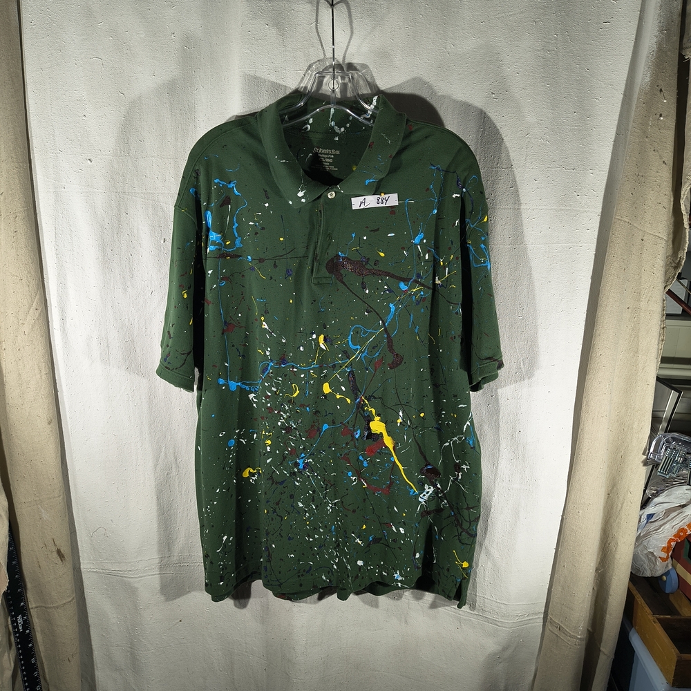 Timothy Designs Men's XXL Do Green Polo Shirt W/ Unique Street Wear Art Design